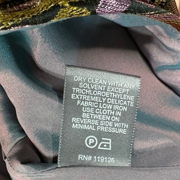 Bill Blass Vintage Metallic Taffeta Patchwork Midi Skirt – Size 4 - Picture 9 of 12